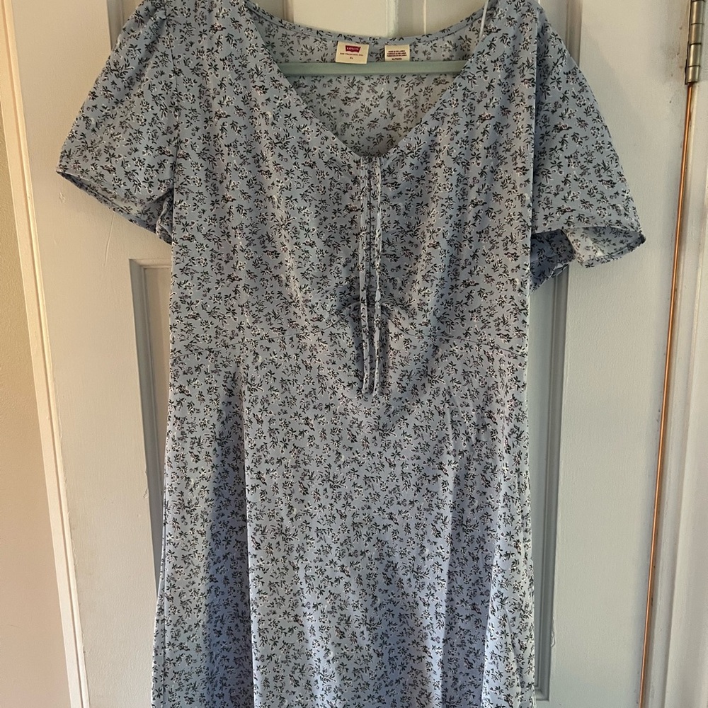 Levi's Blue Shirt with Purple Floral Pattern